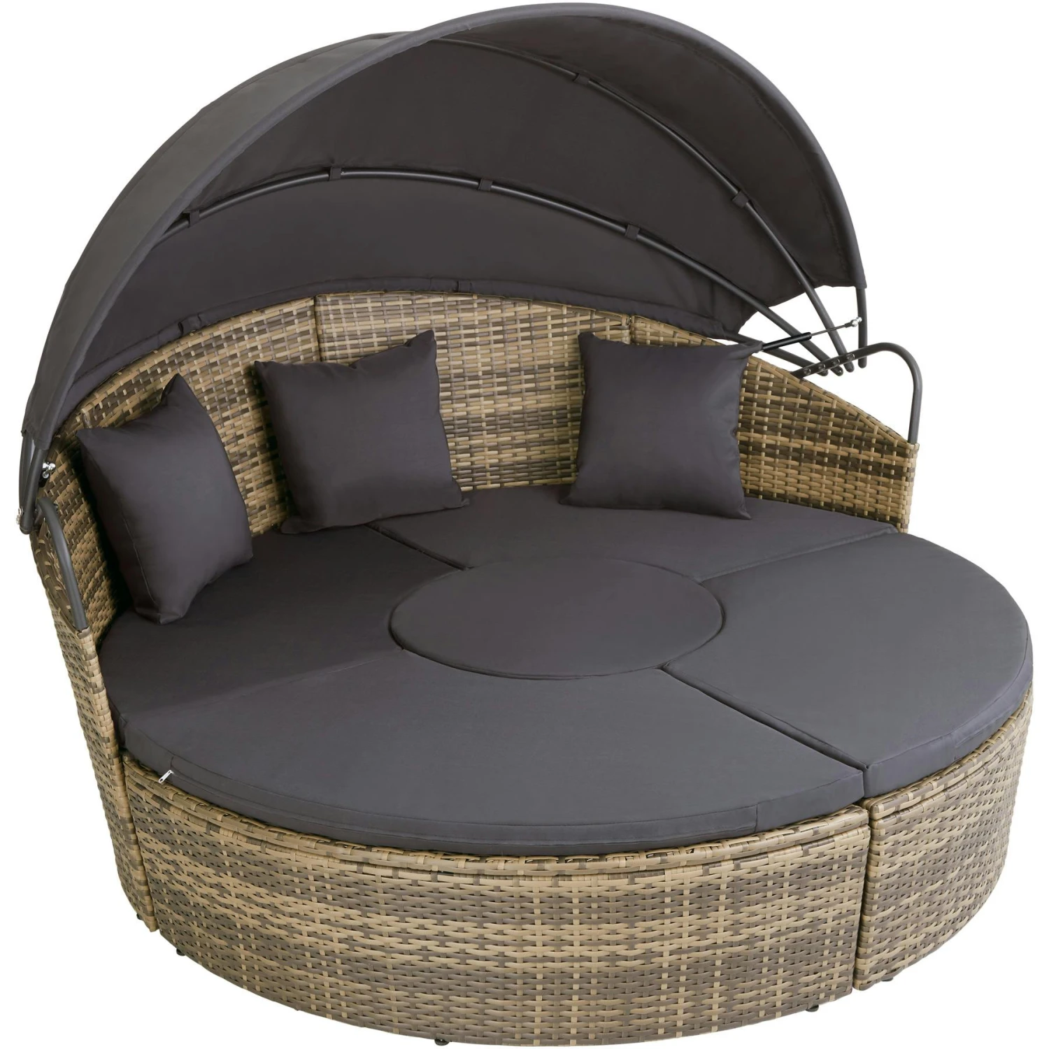 Tectake Sonneninsel Rattan Mit Aluminiumgestell Und Sonnendach - Schwarz - 403423 4 Tectake Sonneninsel Rattan Mit Aluminiumgestell Und Sonnendach - Schwarz - 403423 – Bild 4