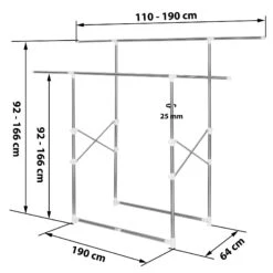 Tectake Kleiderständer Ausziehbar 2 Stangen 84x42x170cm - Grau - 401891 12 Tectake Kleiderständer Ausziehbar 2 Stangen 84x42x170cm - Grau - 401891 -Tectake 028969f8 b929 4d21 a39a dc2d8993d890