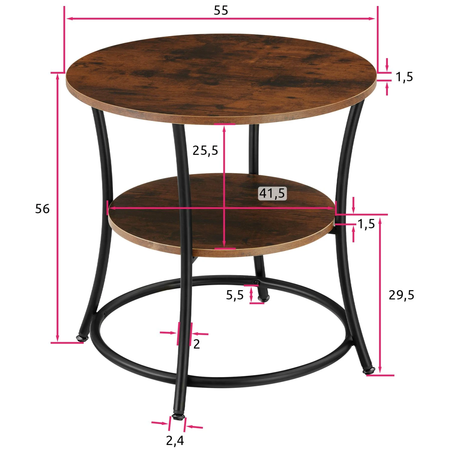 Tectake Beistelltisch Saint Louis 55x56cm - Industrial Dunkelbraun - 404445 6 Tectake Beistelltisch Saint Louis 55x56cm - Industrial Dunkelbraun - 404445 – Bild 6
