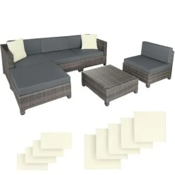 Tectake Rattan Gartenset Luzern 2+1 Inkl. Bezüge In 2 Farben - Hellgrau - 403702 -Tectake 0549b283 82d5 48cf b738 bdef317fa455 5
