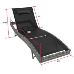 Tectake Sonnenliege Rattan Delphine - Dunkelgrau - 403221 -Tectake 06ecac89 e465 4655 962e 74948240235d