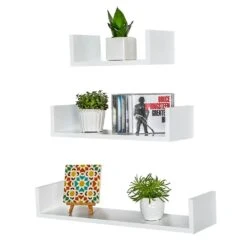 Tectake Wandregal U-Form Luisa - Weiß - 403179 -Tectake 07e2431f 8771 4c83 b410 508448830da0