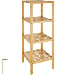 Tectake Bambus Standregal 4 Böden 33x33x97cm - Braun - 401647