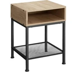 Tectake Nachttisch Harlow 40,5x40,5x52,5cm - Industrial Holz Hell, Eiche Sonoma - 404361