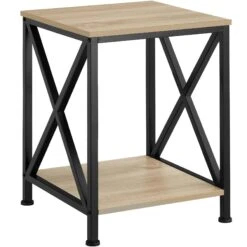 Tectake Beistelltisch Carlton 40,5x40,5x52,5cm - Industrial Holz Hell, Eiche Sonoma - 404359