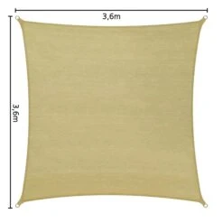 Tectake Polyethylen Sonnensegel Quadratisch Beige - 360 X 360 Cm - 401810 -Tectake 0be350ab e710 4775 ac63 688e48ab7483