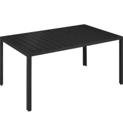Tectake Aluminium Gartentisch Bianca Höhenverstellbare Füße 150x90x74,5cm - Schwarz/schwarz - 404401