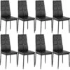Tectake 8 Esszimmerstühle, Kunstleder Mit Glitzersteinen - Schwarz - 404123