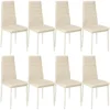 Tectake 8 Esszimmerstühle Kunstleder - Beige - 404122
