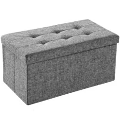 Tectake Faltbarer Sitzhocker Aus Polyester Mit Stauraum 76x38x38cm - Hellgrau - 402238