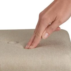 Tectake Sitzhocker Elva Gepolstert In Leinenoptik 300kg Mit Stauraum - Sand - 403978 -Tectake 1c7b480e 20a7 416c 9489 a52c320cac29