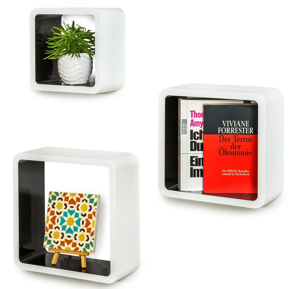 Tectake Würfel Wandregal Lena - Schwarz/weiß - 403182 7 Tectake Würfel Wandregal Lena - Schwarz/weiß - 403182 – Bild 7