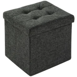Tectake Faltbarer Sitzhocker Aus Polyester Mit Stauraum 76x38x38cm - Dunkelgrau - 402235 -Tectake 206b203d a2fe 42ae a841 d6f889ecd6da 2