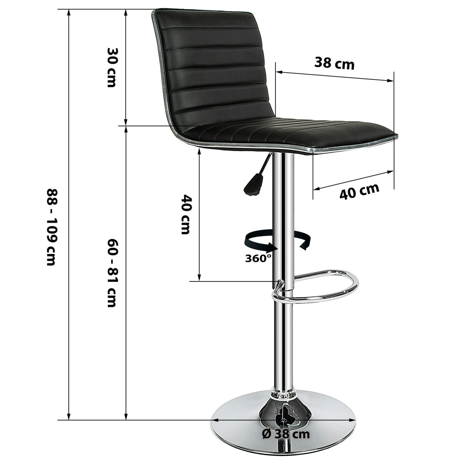 Tectake 2 Barhocker Johannes Aus Kunstleder - Schwarz - 401561 6 Tectake 2 Barhocker Johannes Aus Kunstleder - Schwarz - 401561 – Bild 6