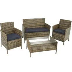 Tectake Rattan Sitzgruppe Sparta 3+1 - Grau - 403398 -Tectake 28f0e08c 2088 4848 bbcd 8824f4a1763e 6