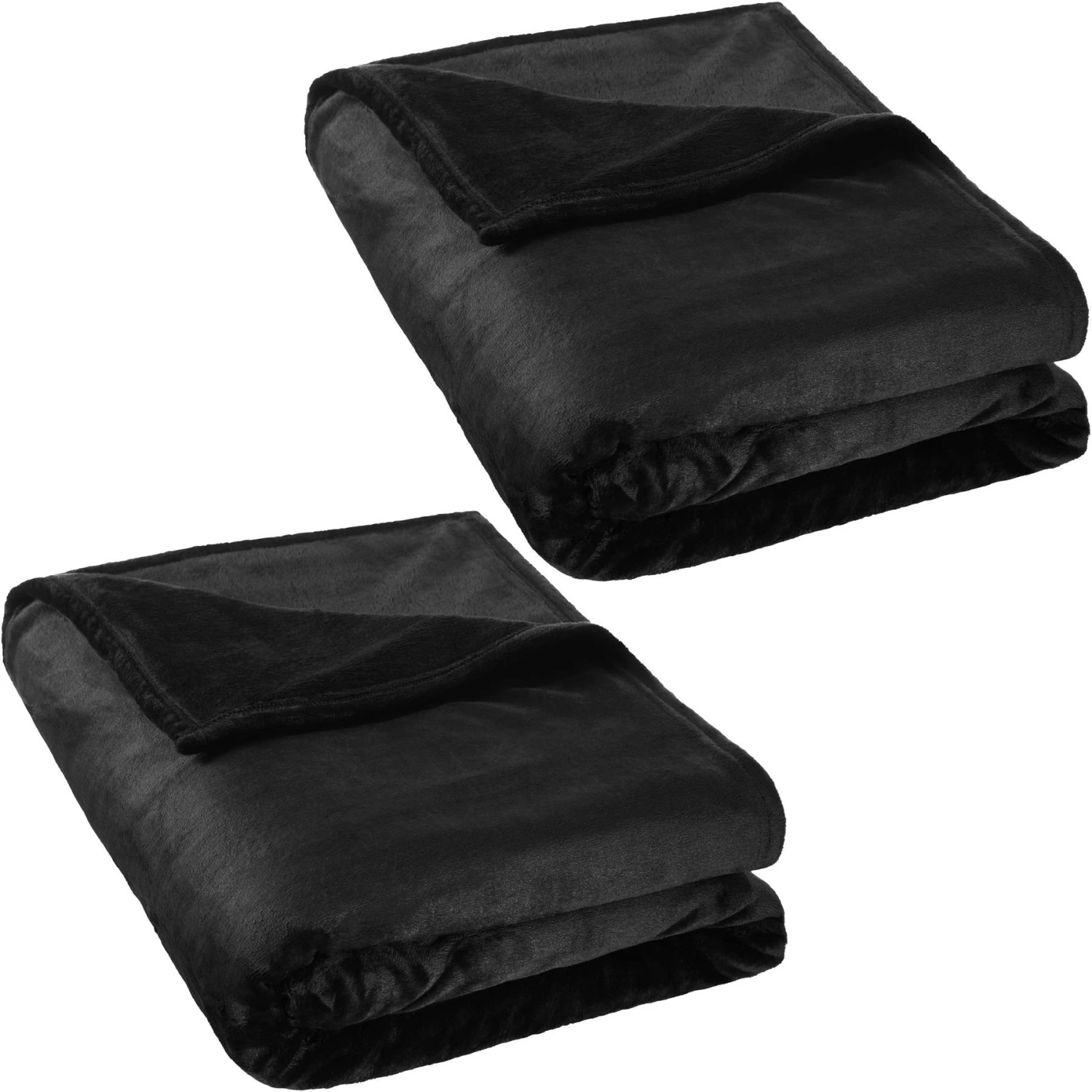 2 Kuscheldecken Polyester 220x240cm - Schwarz 1 2 Kuscheldecken Polyester 220x240cm - Schwarz
