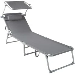 Tectake Gartenliege 4-stufig Mit Kopfpolster - Beige - 403417 -Tectake 2cd1cc05 50cf 40ae 8433 8d4770cea7a5