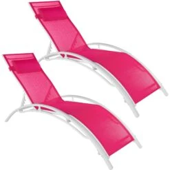 Tectake 2 Gartenliegen Aus Aluminium, 5-stufig - Pink - 403342