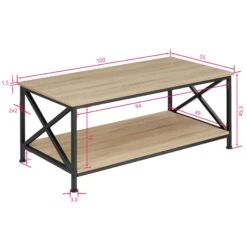 Tectake Couchtisch Pittsburgh 100x55x45,5cm - Industrial Holz Hell, Eiche Sonoma - 404438 -Tectake 3c587504 735c 4cdc 86a9 f8fb19470dc2