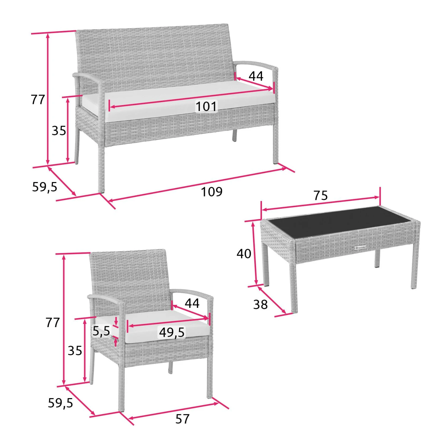 Tectake Rattan Sitzgruppe Sparta 3+1 - Schwarz - 401483 6 Tectake Rattan Sitzgruppe Sparta 3+1 - Schwarz - 401483 – Bild 6