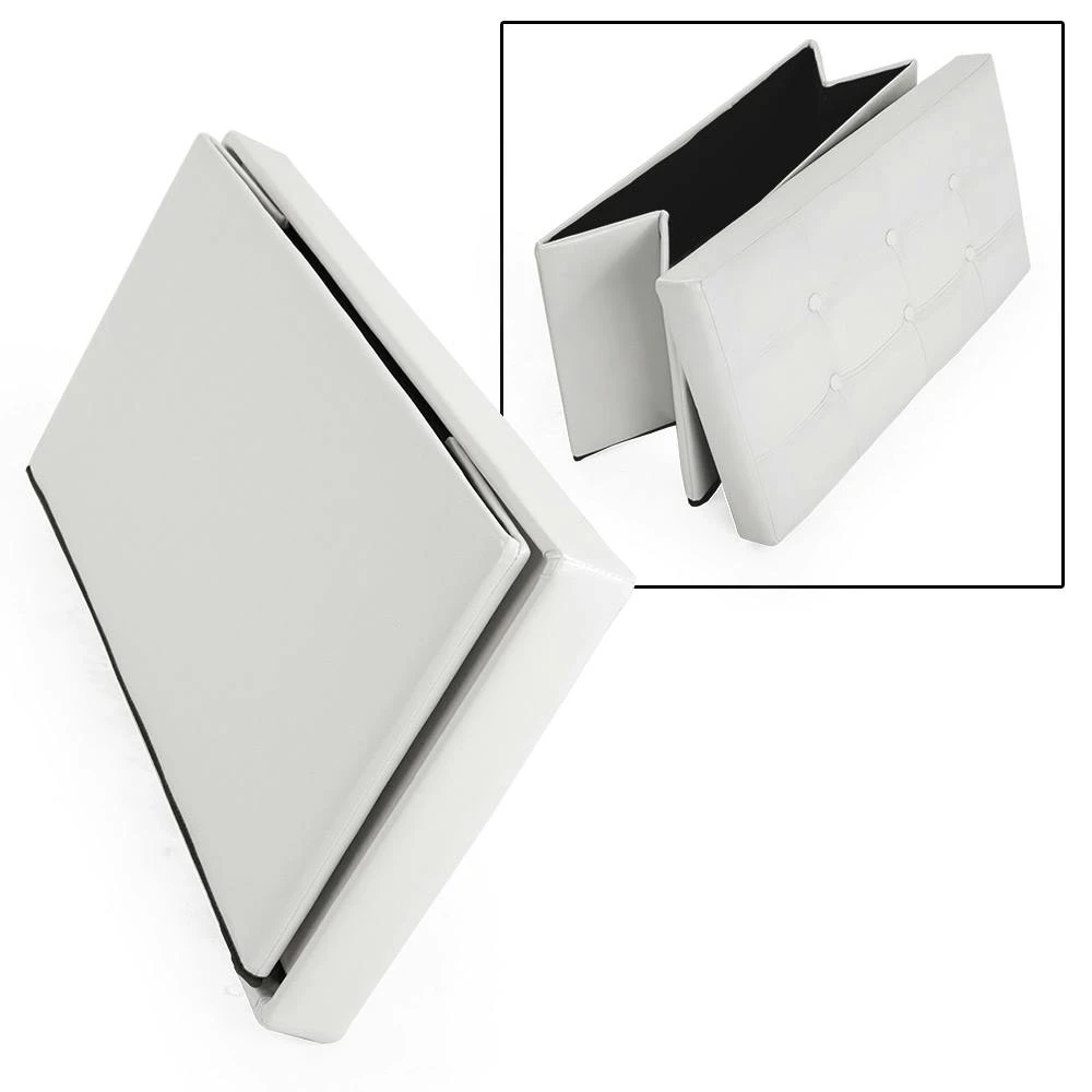 Tectake Faltbarer Sitzhocker Aus Kunstleder Mit Stauraum 80x40x40cm - Weiß - 400868 7 Tectake Faltbarer Sitzhocker Aus Kunstleder Mit Stauraum 80x40x40cm - Weiß - 400868 – Bild 7