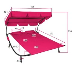 Tectake Gartenliege Für 2 Personen - Magenta - 401498 -Tectake 428cbd89 4ac0 4c0d 927b e4663df283ad