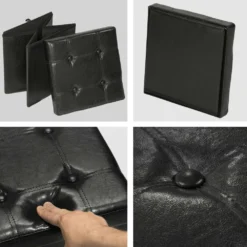 Tectake Faltbarer Sitzwürfel Aus Kunstleder Mit Stauraum 38x38x38cm - Schwarz - 401472 -Tectake 43d8570f e40e 41a4 91e3 e1fcb8f138ca