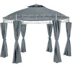 Tectake Gartenpavillon Siana Ø 350 Cm - Anthrazit - 403265