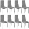 Tectake 8 Esszimmerstühle Kunstleder - Grau - 404121