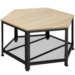 Tectake Couchtisch Norwich 86,5x75x46,5cm - Industrial Holz Hell, Eiche Sonoma - 404226