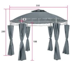 Tectake Gartenpavillon Siana Ø 350 Cm - Anthrazit - 403265 -Tectake 4c8367e2 a16b 4513 8c68 15412331fc48