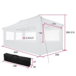 Tectake Faltbarer Garten Pavillon 3x6m Mit 4 Seitenteilen - Weiß - 403163 -Tectake 4f77bb18 56ec 4c07 be32 a314876841e9
