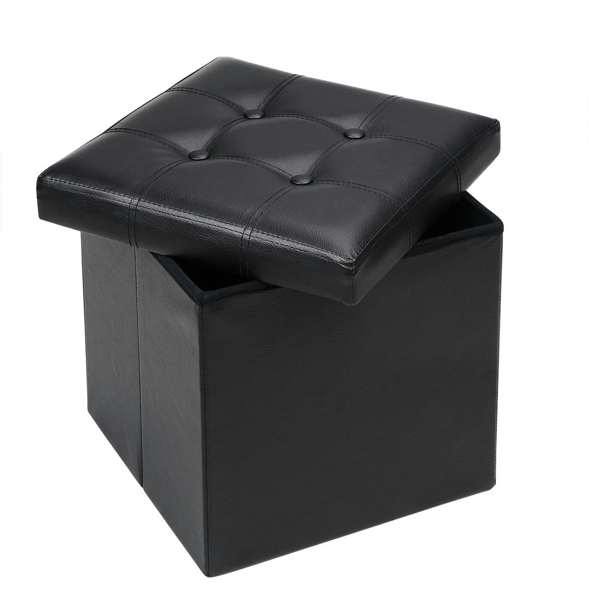 Tectake Faltbarer Sitzhocker Aus Kunstleder Mit Stauraum 80x40x40cm - Schwarz - 400867 4 Tectake Faltbarer Sitzhocker Aus Kunstleder Mit Stauraum 80x40x40cm - Schwarz - 400867 – Bild 4