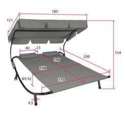 Tectake Gartenliege Für 2 Personen - Grau - 403882 -Tectake 548534ab 86fa 4613 ba19 4542e216d6e7