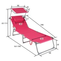 Tectake Gartenliege 4-stufig Mit Kopfpolster - Pink - 403419 -Tectake 566ac03c e11c 41ef ab92 57d878076eb8