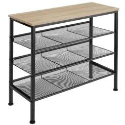 Tectake Schuhregal Wolverhampton 75,5x30,5x69,5cm - Industrial Holz Hell, Eiche Sonoma - 404284