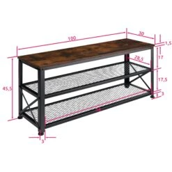 Tectake Schuhregal Blackpool 101x30,5x45,5cm - Industrial Dunkelbraun - 404289 -Tectake 5929171f 094e 4bda 83f5 37491396937e