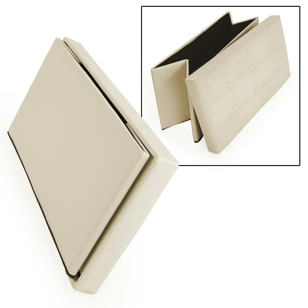 Tectake Faltbarer Sitzhocker Aus Kunstleder Mit Stauraum 80x40x40cm - Beige - 401461 7 Tectake Faltbarer Sitzhocker Aus Kunstleder Mit Stauraum 80x40x40cm - Beige - 401461 – Bild 7