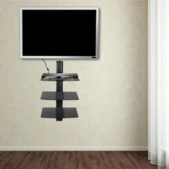 Tectake Wandregal Mit 3 Ablagen Für DVD-Player Und Receiver, 80x42x30cm - Schwarz - 401103 -Tectake 5a9da627 b0e3 4d0a a086 60f107300b5d