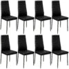 Tectake 8 Esszimmerstühle Kunstleder - Schwarz - 404118