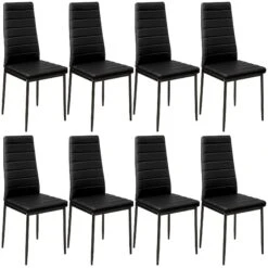 Tectake 8 Esszimmerstühle Kunstleder - Schwarz - 404118