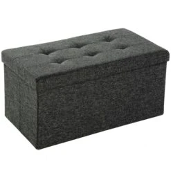 Tectake Faltbarer Sitzhocker Aus Polyester Mit Stauraum 76x38x38cm - Dunkelgrau - 402235