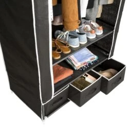 Tectake Stoffschrank 3 Fächer Inkl. 3 Boxen 87x159x49cm - Schwarz - 402534 -Tectake 61f6a797 4a27 470e be65 18c2cf9255b6