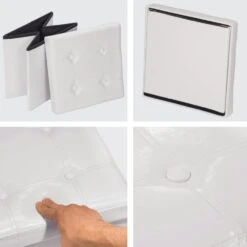 Tectake Faltbarer Sitzwürfel Aus Kunstleder Mit Stauraum 38x38x38cm - Weiß - 401473 -Tectake 627ccfe6 0098 4f9f 9426 94c2db73c763