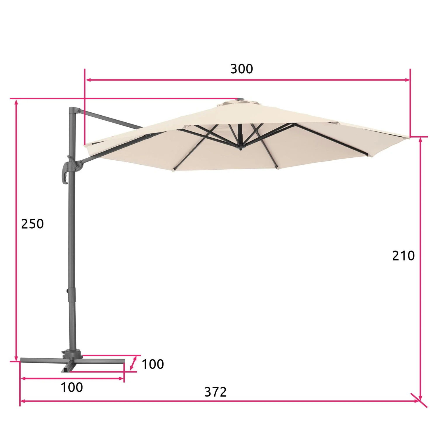 Tectake Sonnenschirm Ampelschirm Ø 300cm Mit Fußpedal Und Schutzhülle - Beige - 403133 6 Tectake Sonnenschirm Ampelschirm Ø 300cm Mit Fußpedal Und Schutzhülle - Beige - 403133 – Bild 6