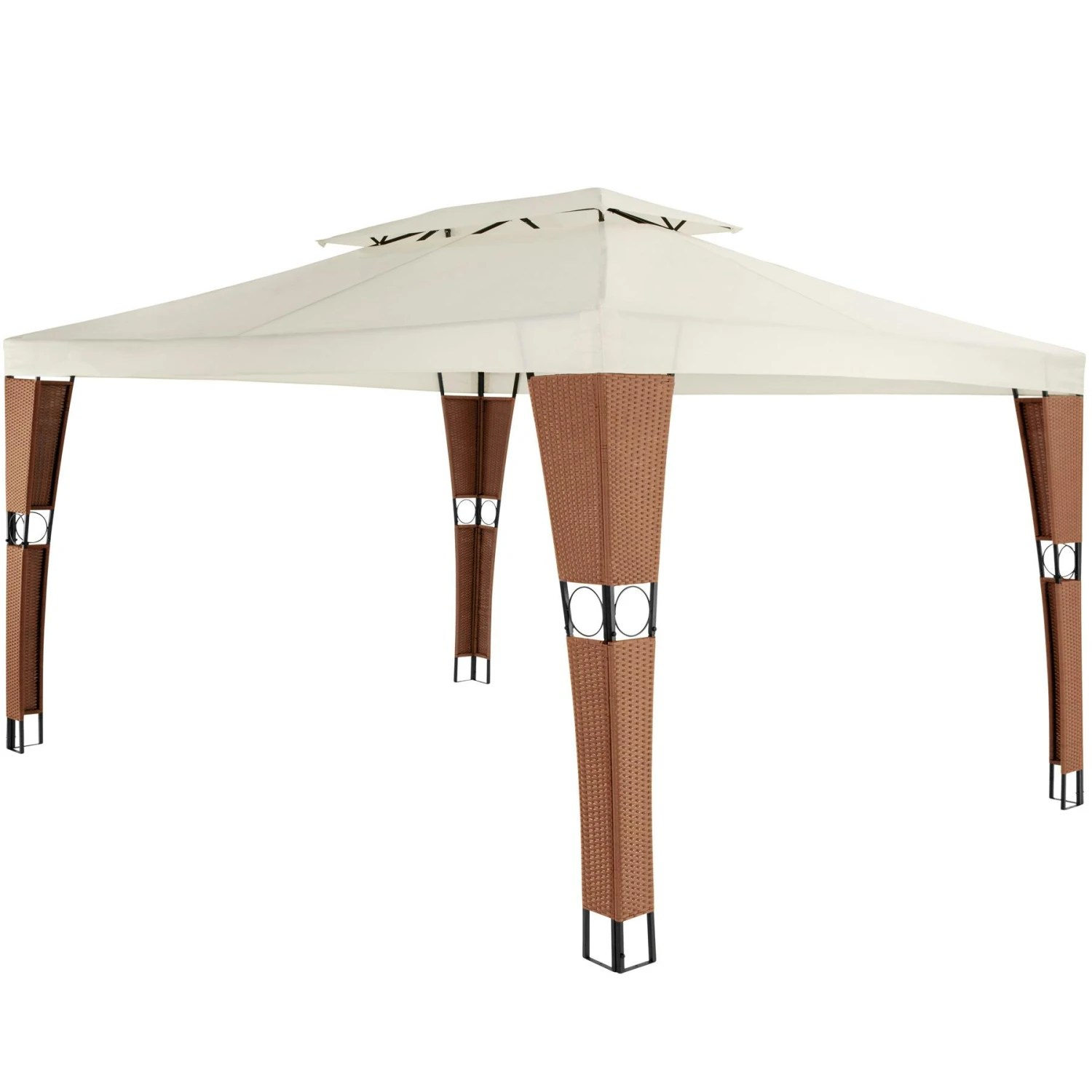 Tectake Rattan Garten Pavillon Mona 3x4m - Braun/crème - 403262 1 Tectake Rattan Garten Pavillon Mona 3x4m - Braun/crème - 403262