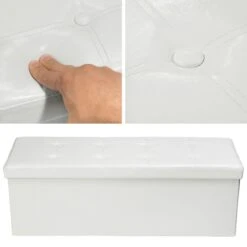 Tectake Faltbare Sitztruhe Aus Kunstleder Mit Stauraum 110x38x38cm - Weiß - 401823 -Tectake 6def8390 f5ef 4c8a abe0 1ac2e6852f6d