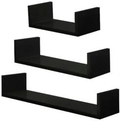 Tectake Wandregal U-Form Luisa - Schwarz - 403178