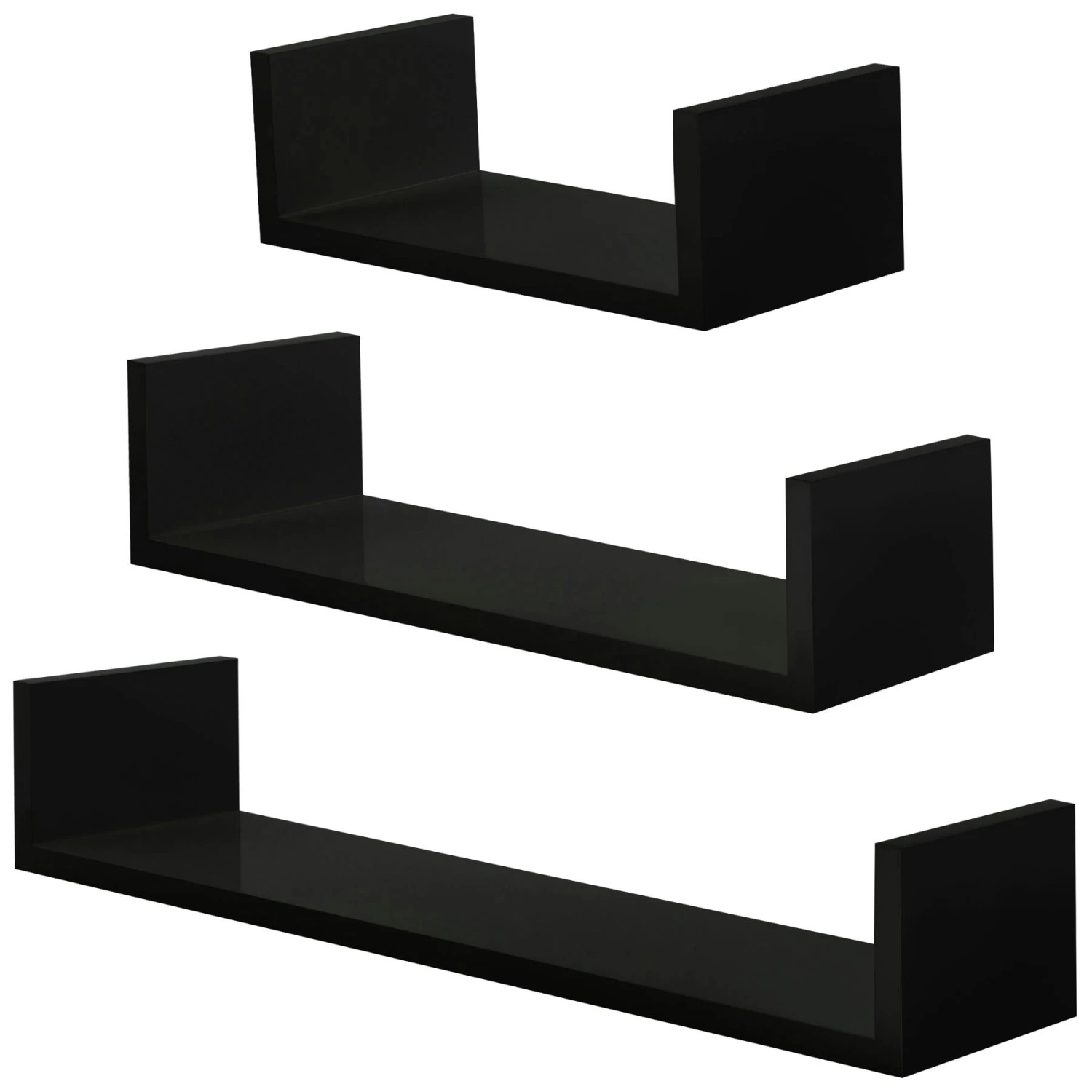 Tectake Wandregal U-Form Luisa - Schwarz - 403178 1 Tectake Wandregal U-Form Luisa - Schwarz - 403178