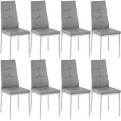 Tectake 4 Esszimmerstühle, Kunstleder Mit Glitzersteinen - Grau - 402546 -Tectake 709953ef 68cd 4f10 a507 4841048254f3 5